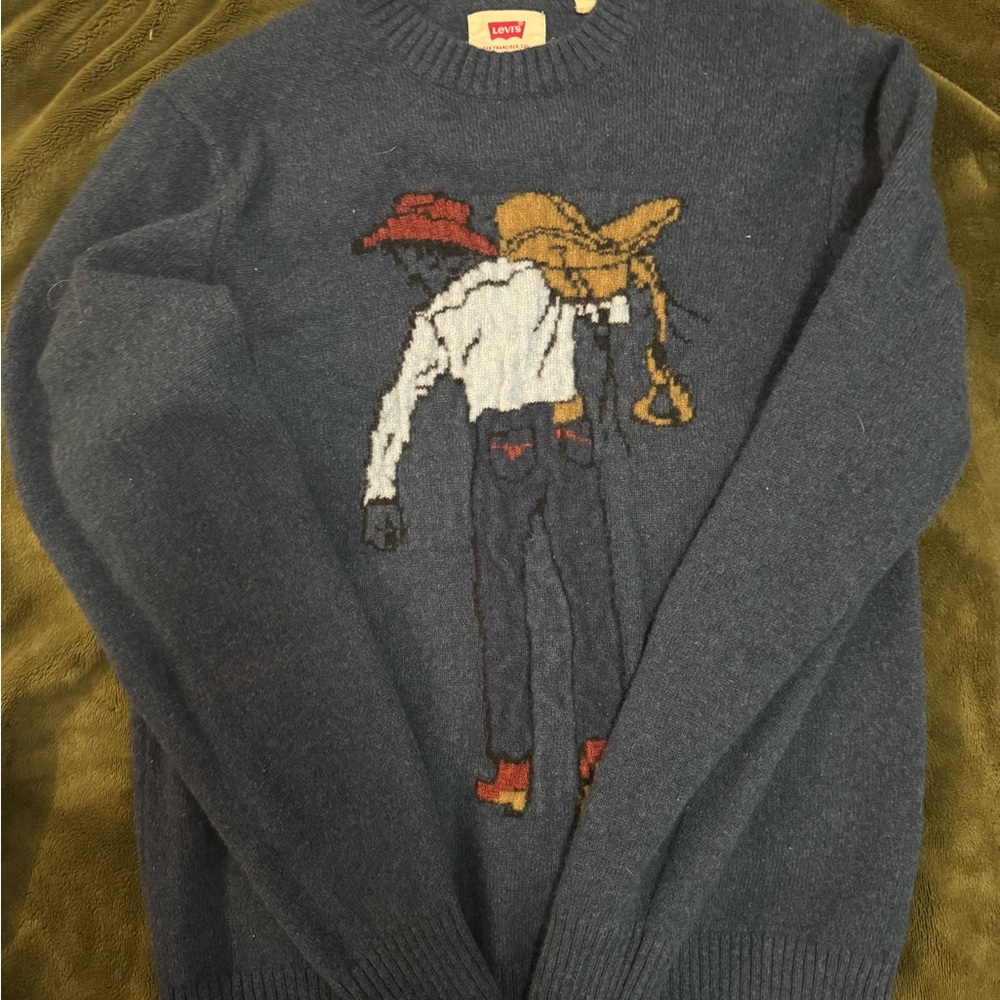 Levi's Dark Blue Sweater with Cowboy Graphic‎ - Picture 3 of 5